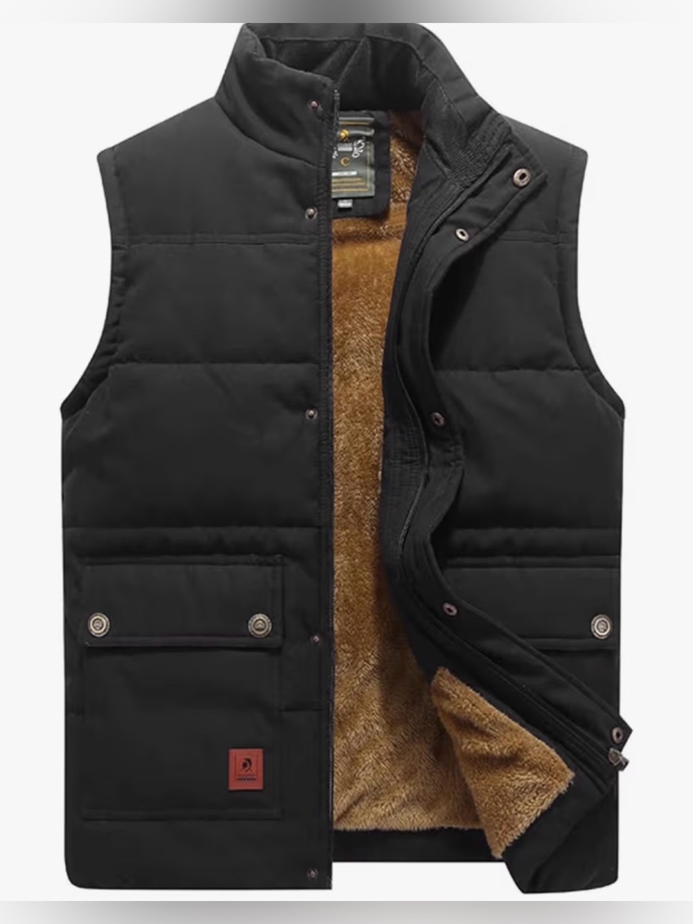 Men's Black Vest with a fur Lining